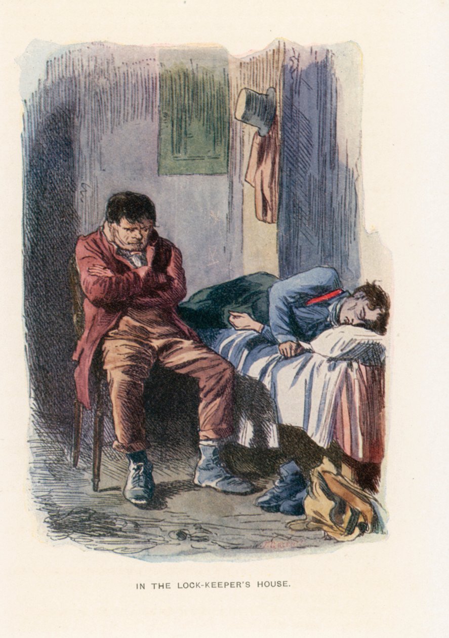 Illustration til Our Mutual Friend (farvelitografi) af Marcus (after) Stone