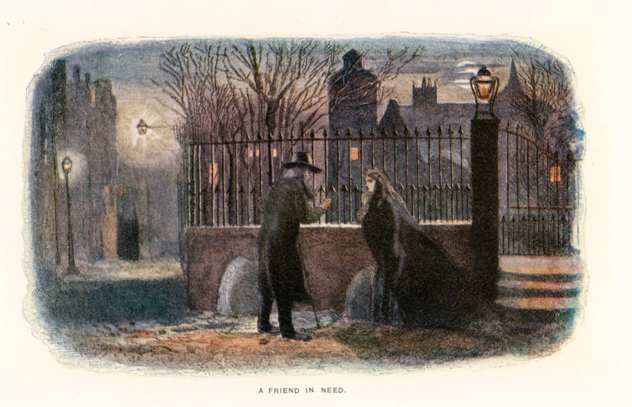 Illustration til Our Mutual Friend (farvelitografi) af Marcus (after) Stone