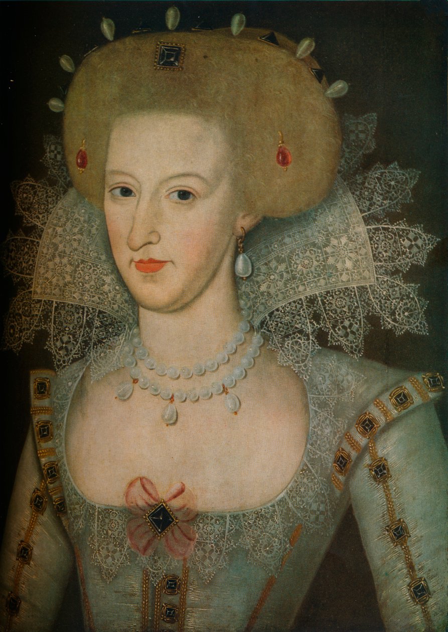 Anne af Danmark 1574-1619, dronningekonsort af kong James I, 1600-tallet af Marcus Garret Gheeraerts the Younger
