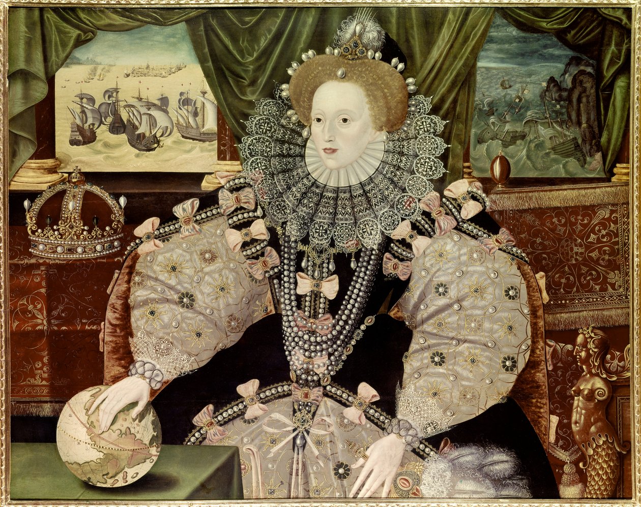 Portræt af dronning Elizabeth I af England, kendt som Armada-portrættet, ca. 1588 (olie på panel) af Marcus Gheeraerts