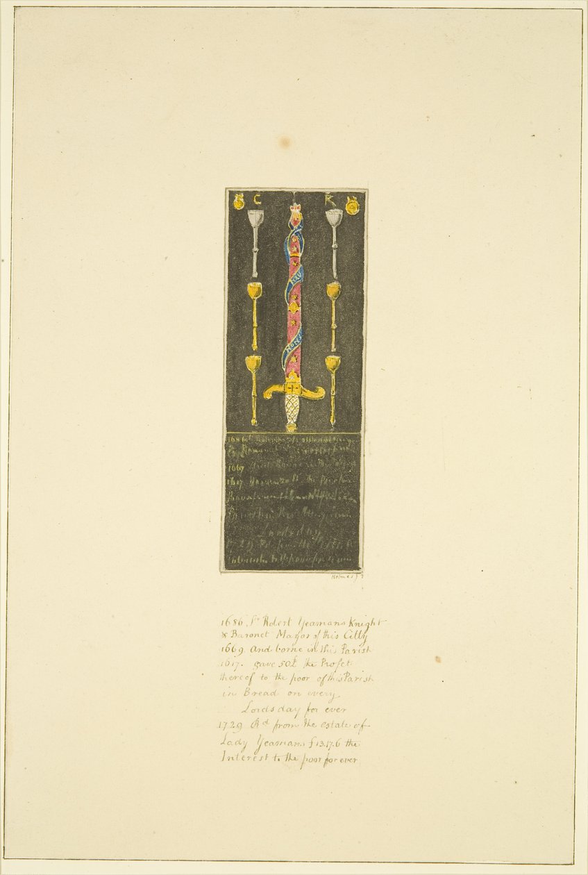 Tavle tidligere placeret mod North Wall of St Mary Redcliffe til minde om Sir Robert Yeomans