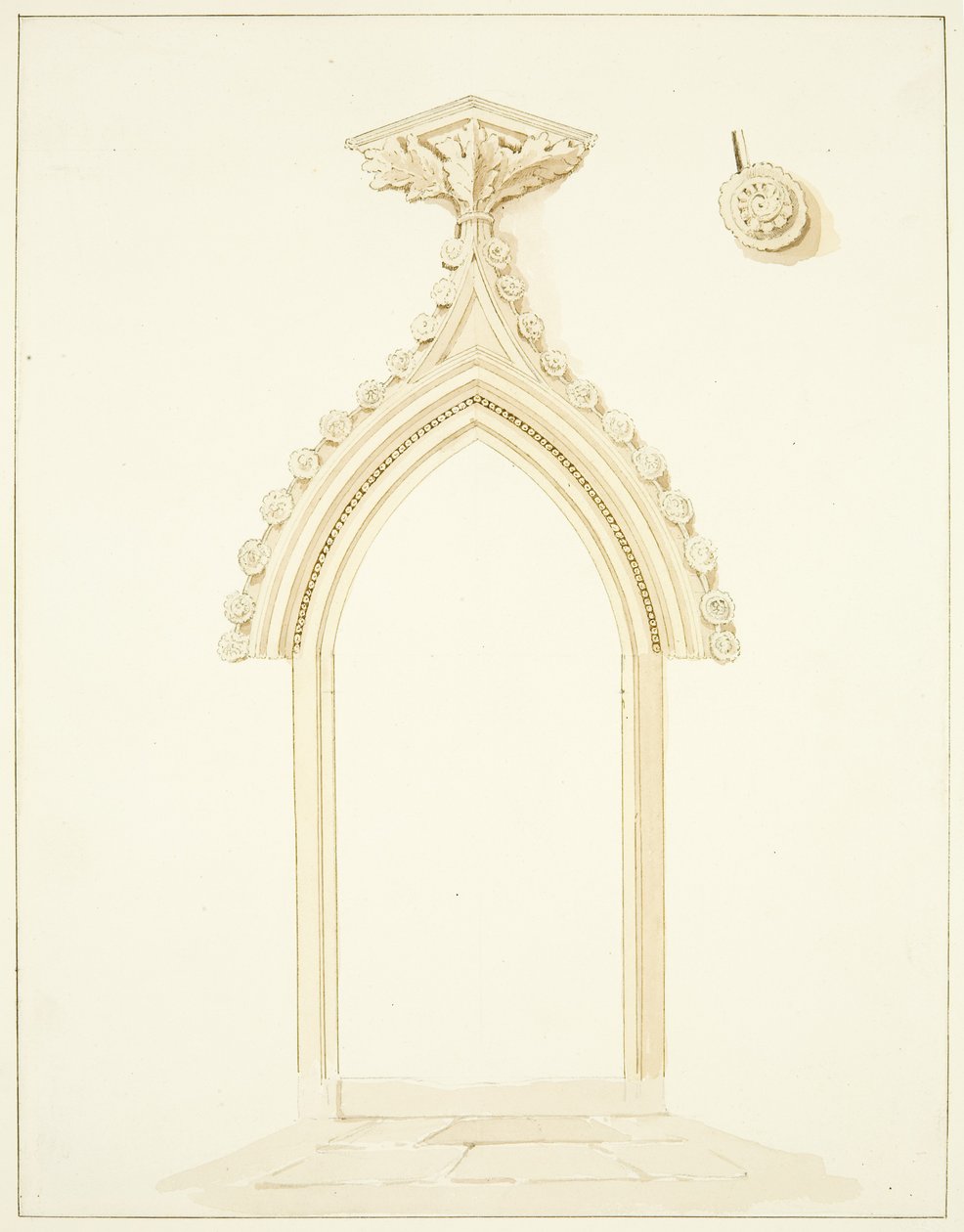 Døråbning til Vestry Room of Bristol Cathedral (blyant og akvarel på papir) af Marcus H. Homes