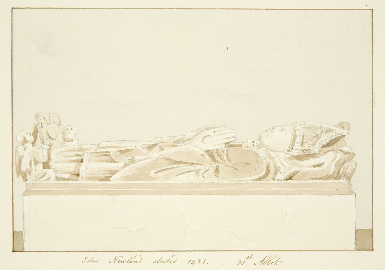 Effigy of Abbed Newland, i Bristol Cathedral (blyant og akvarel på papir) af Marcus H. Homes