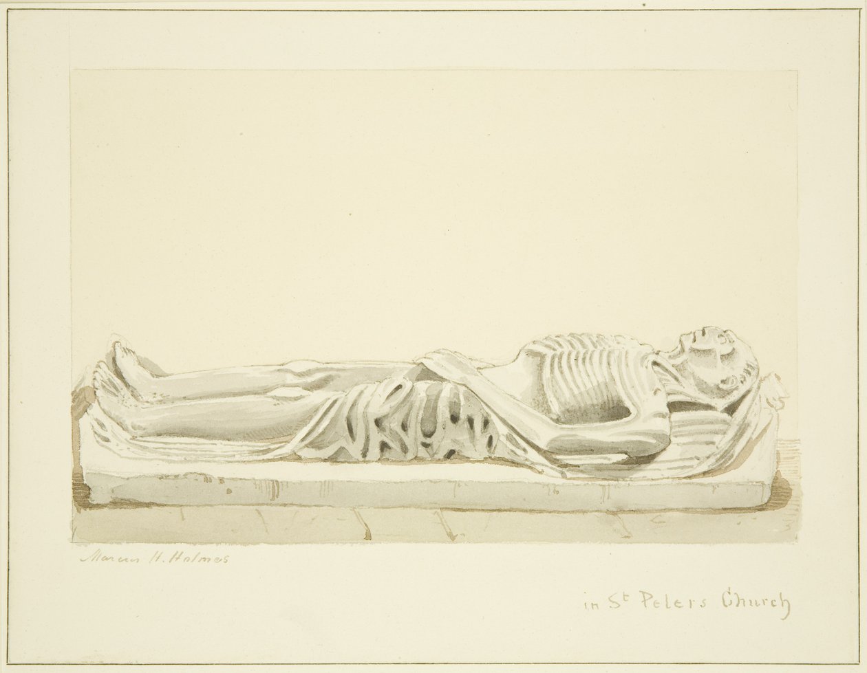 Billede på et monument i Peterskirken (blyant og akvarel på papir) af Marcus H. Homes