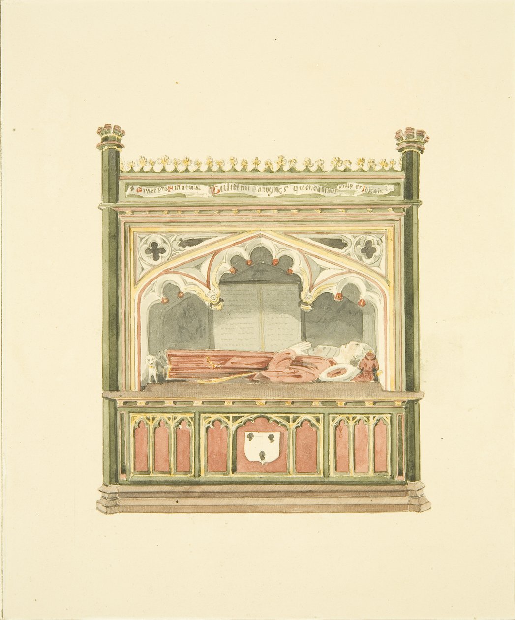 Monument til William Canynges i St Mary Redcliffe (blyant og akvarel på papir) af Marcus H. Homes