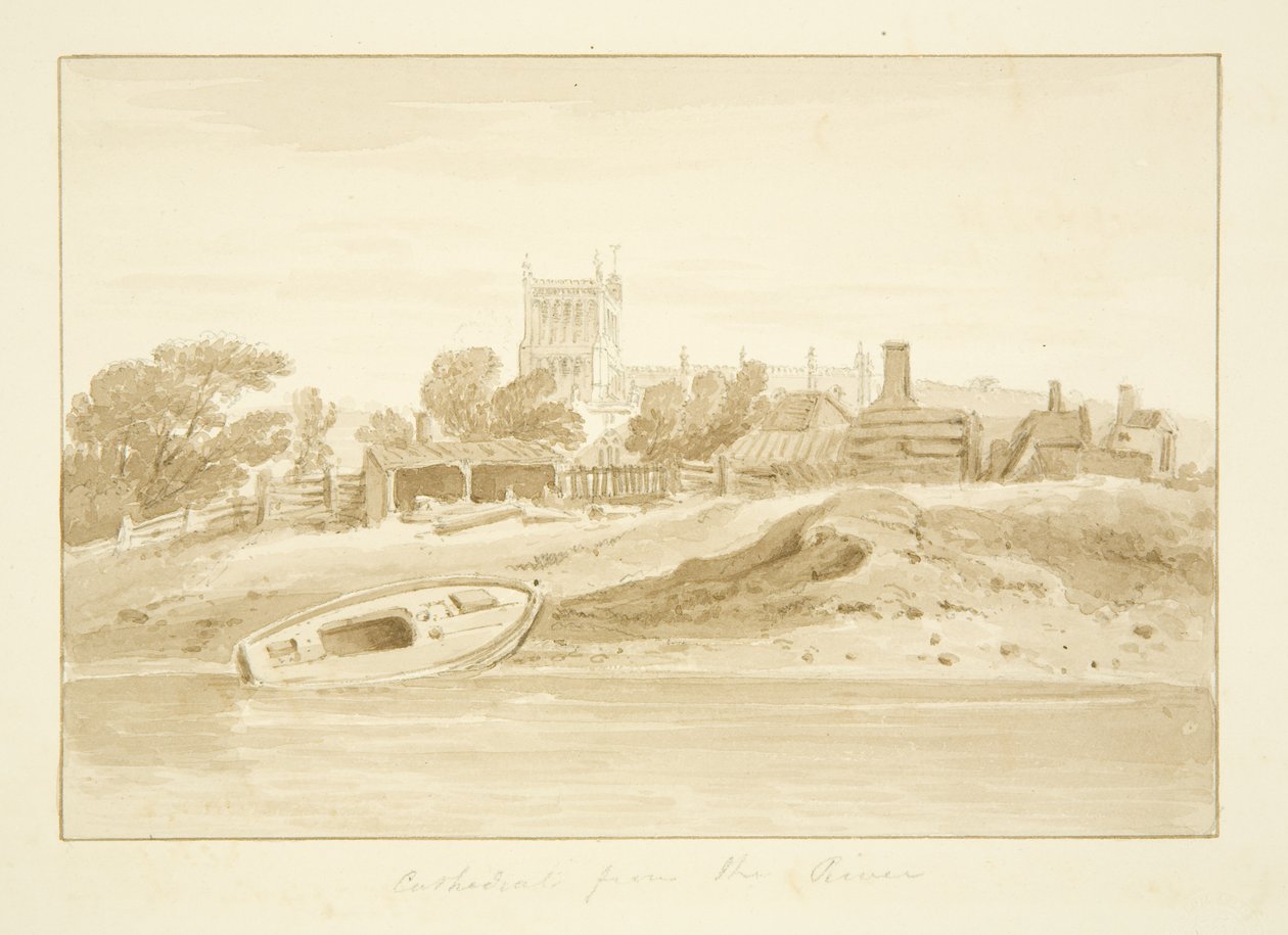 South View af Bristol Cathedral (blyant og akvarel på papir) af Marcus H. Homes