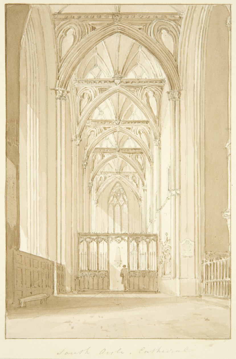 South isle of Bristol Cathedral (blyant og akvarel på papir) af Marcus H. Homes