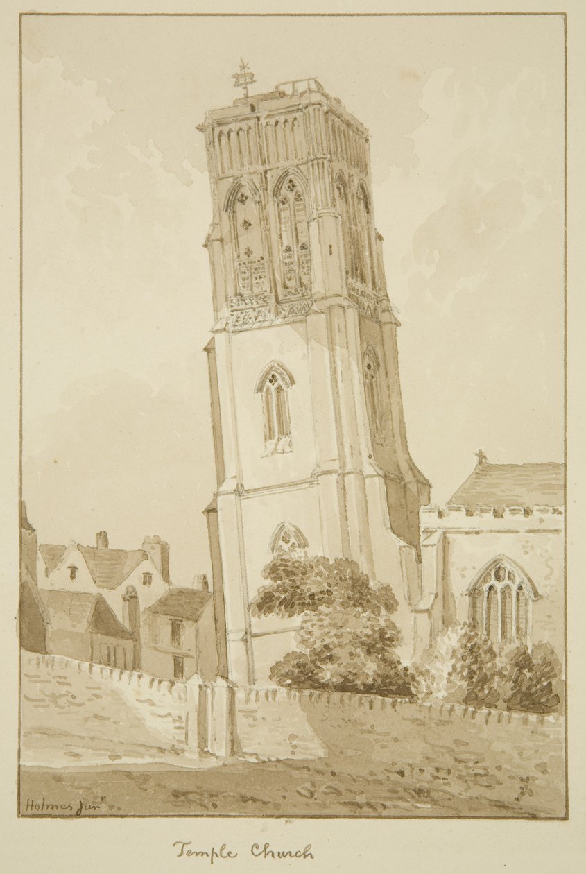Temple Church (blyant og akvarel på papir) af Marcus H. Homes