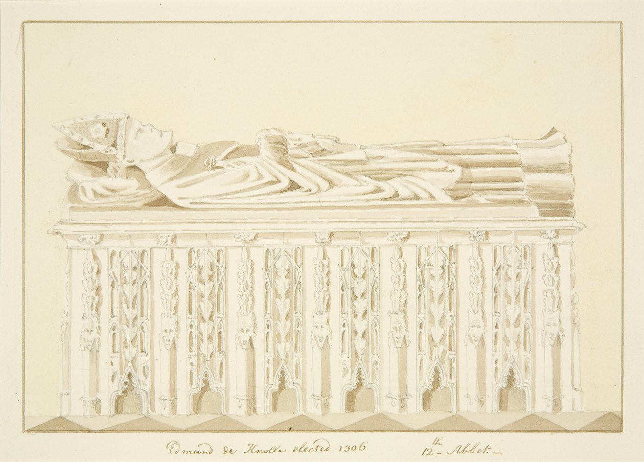Abbed Knowles grav i Bristol Cathedral (blyant og akvarel på papir) af Marcus H. Homes