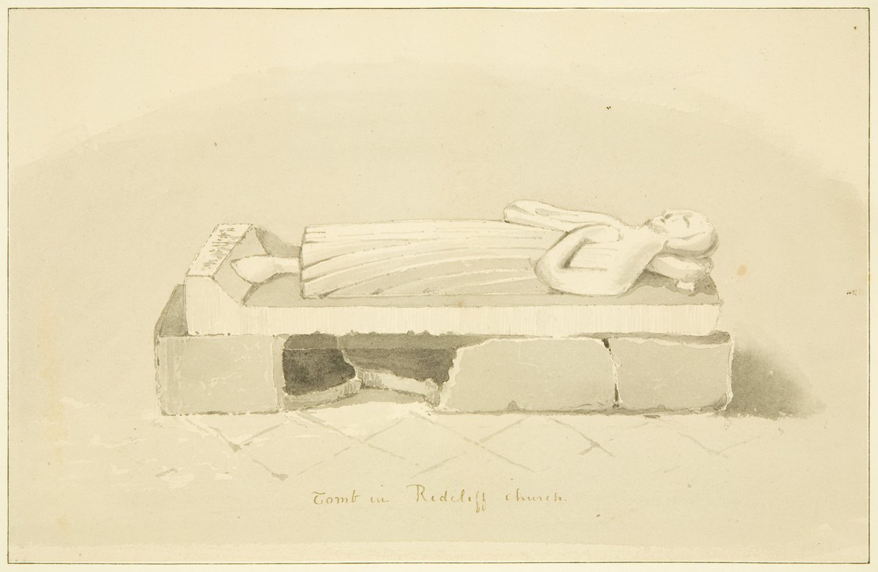 Tomb of Sir John Lamington i St Mary Redcliffe (blyant og akvarel på papir) af Marcus H. Homes