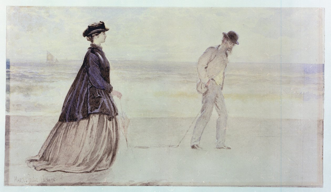 The Happy Pair - Mr. And Mrs. Lammle, 1864 (wc på papir) af Marcus Stone