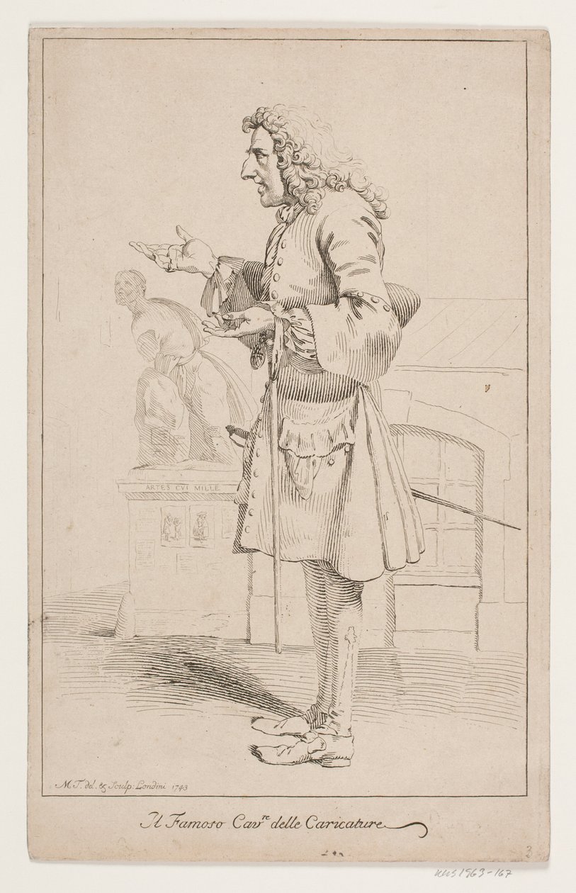 "Den berømte Cavre delle Caricature". Portræt af Pier Leone Ghezzi (1674-1755) af Marcus Tuscher