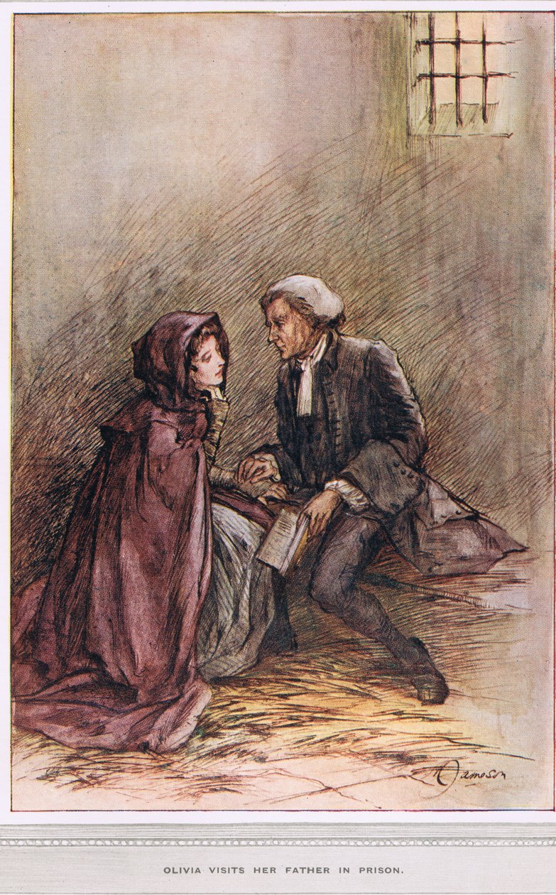 Olivia besøger sin far i fængslet, illustration fra 