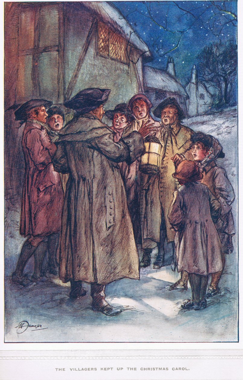 Landsbyboerne holdt op med julesangen, illustration fra 