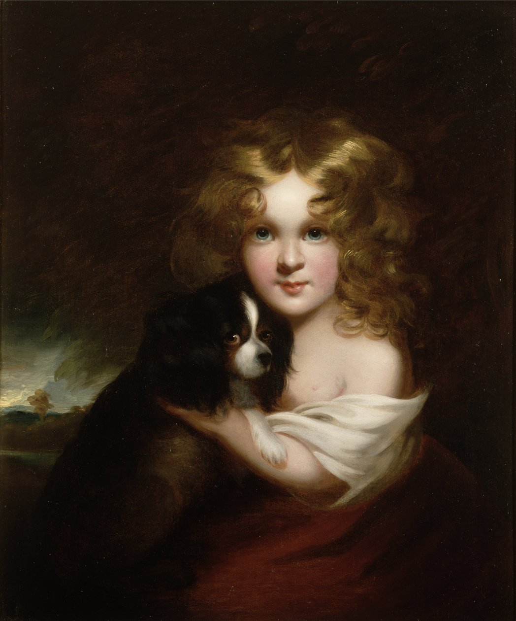 Ung pige med hund, ca. 1840 af Margaret Sarah Carpenter