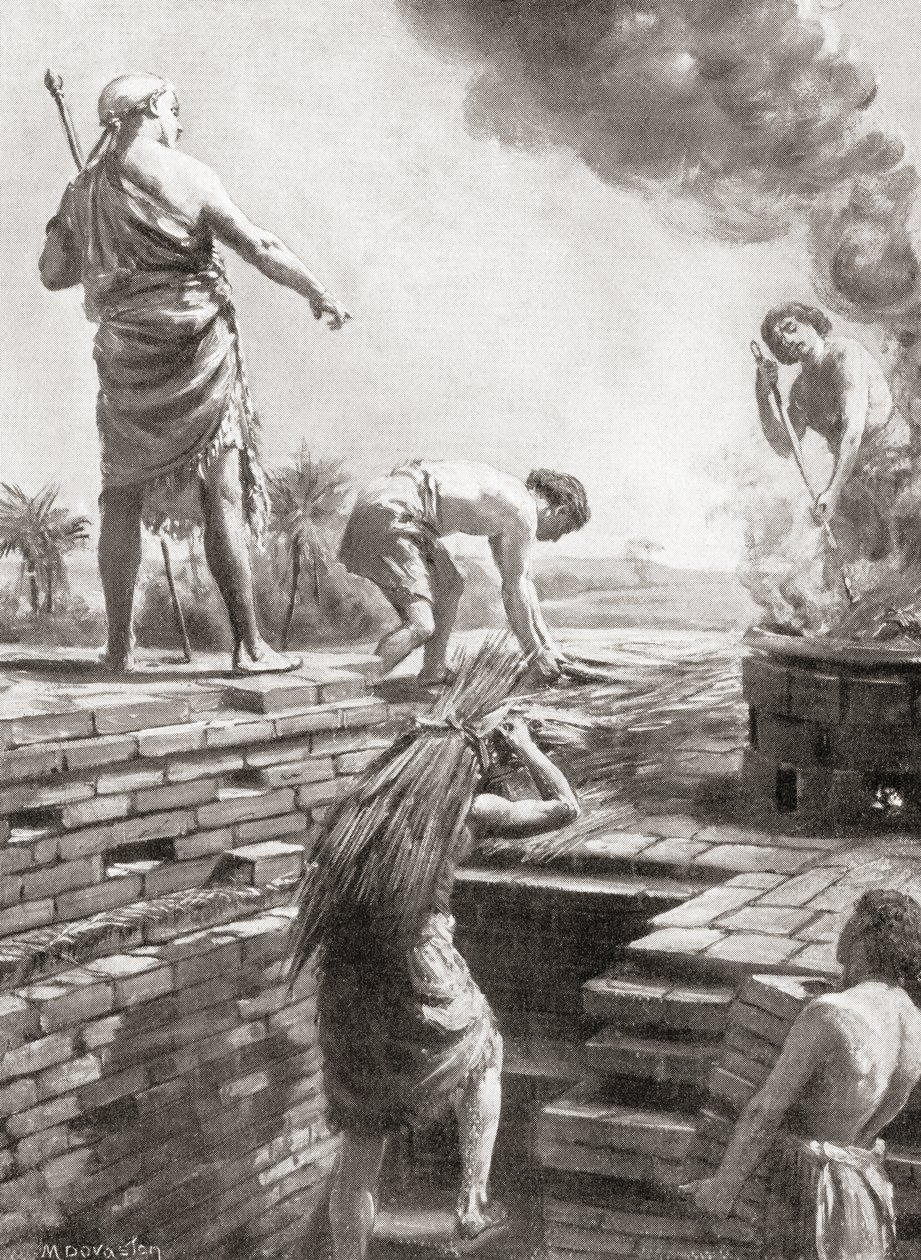 At bygge en ziggurat, de enorme pyramideformede tempeltårne, som først blev bygget i sumeriske bystater, fra Hutchinson