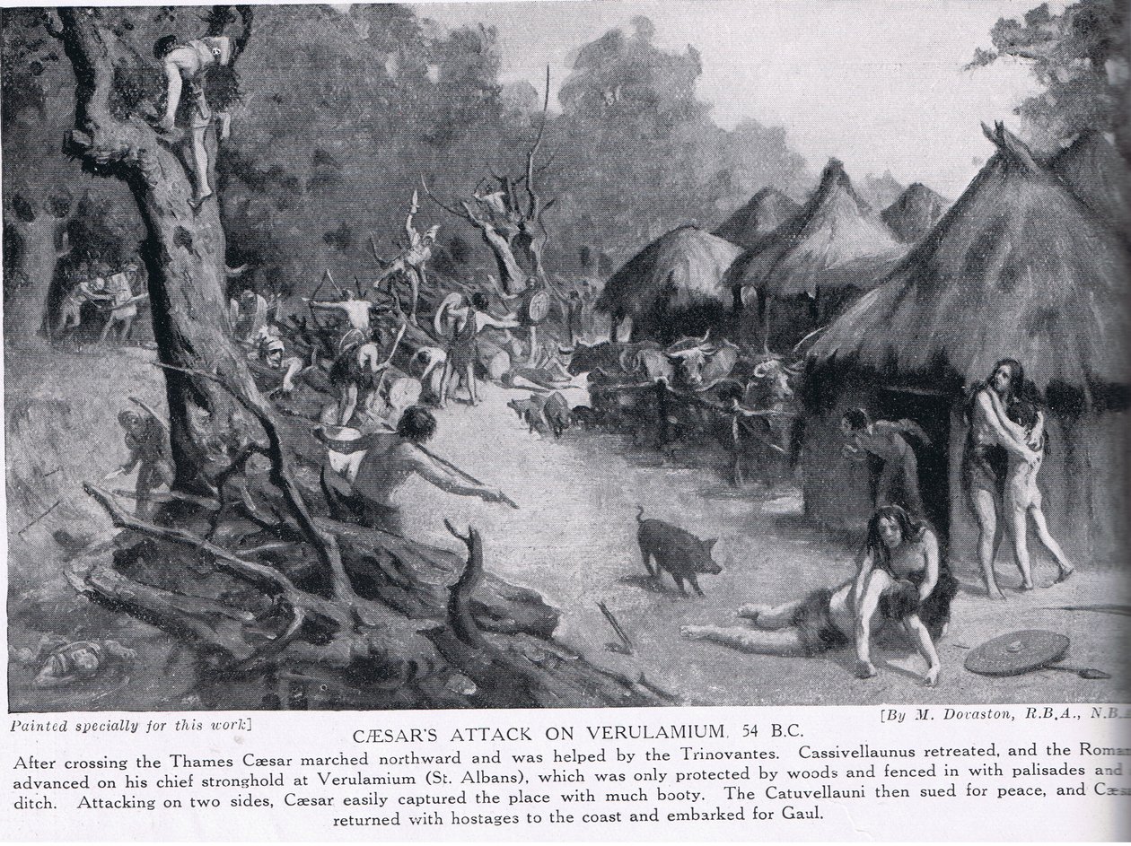 Cæsars angreb på Verulamium, illustration fra 