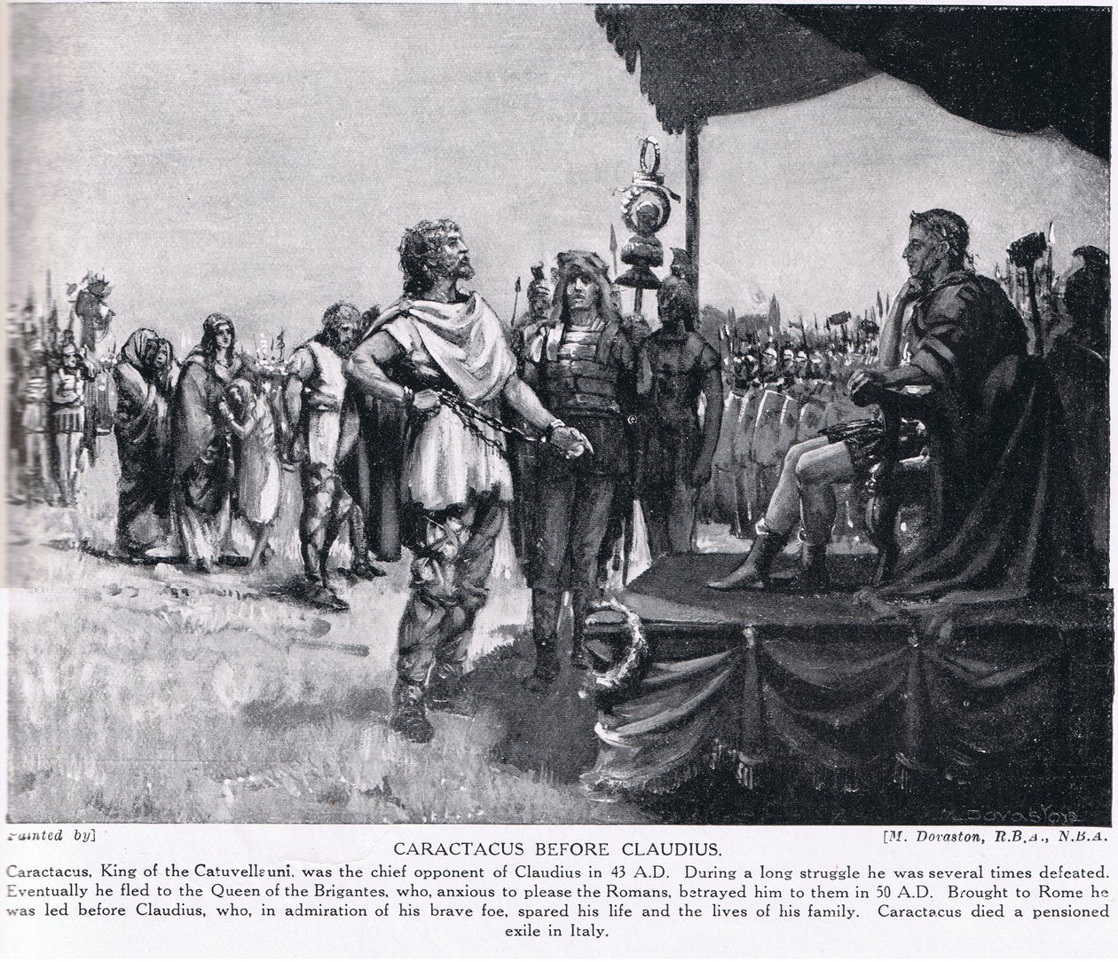 Caractacus foran Claudius, illustration fra 