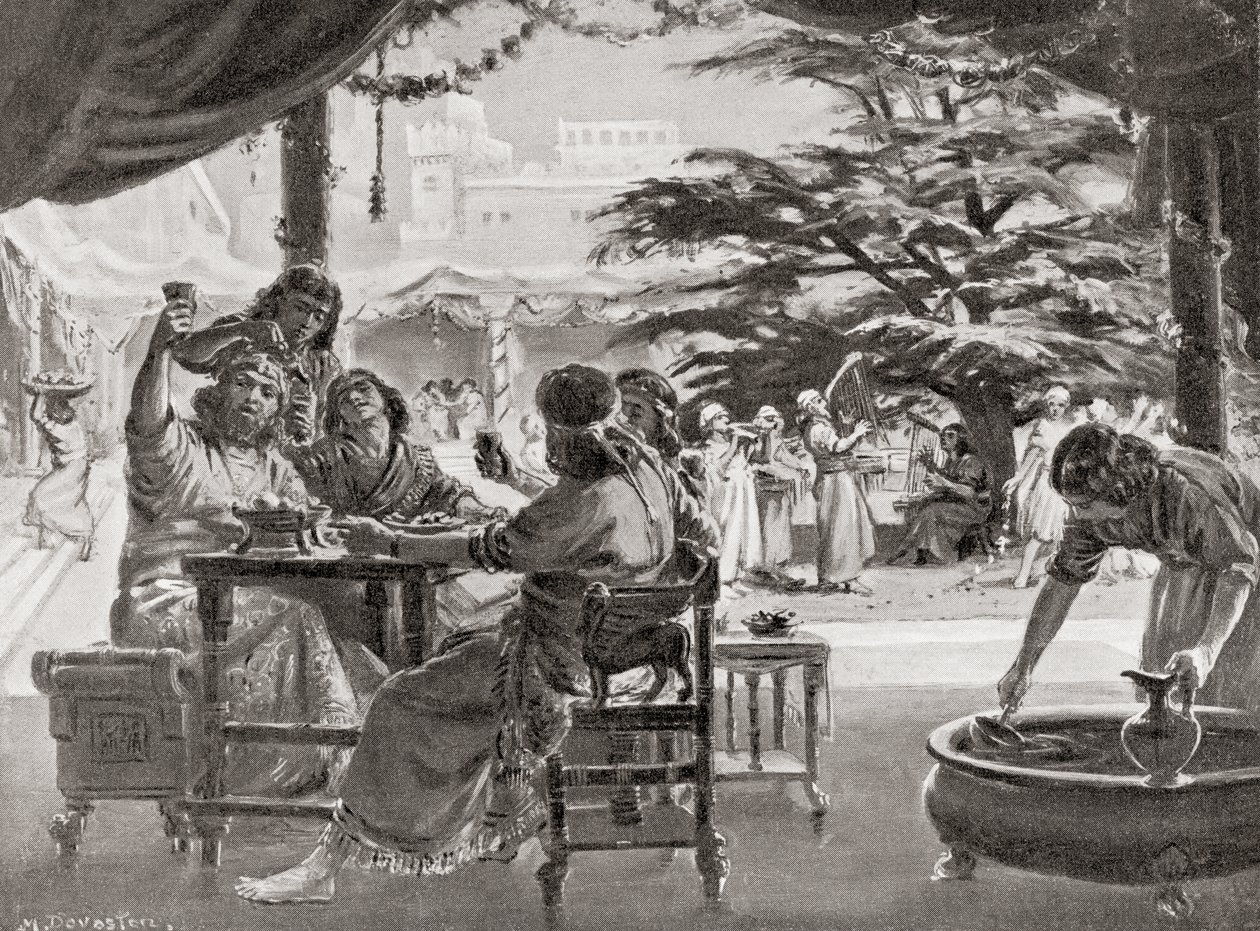 Jubel i Babylon over Esarhaddons genopbygning af byen, fra Hutchinson