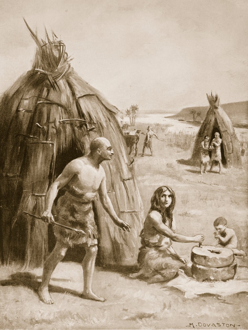 En primitiv sumerisk bosættelse, illustration fra 