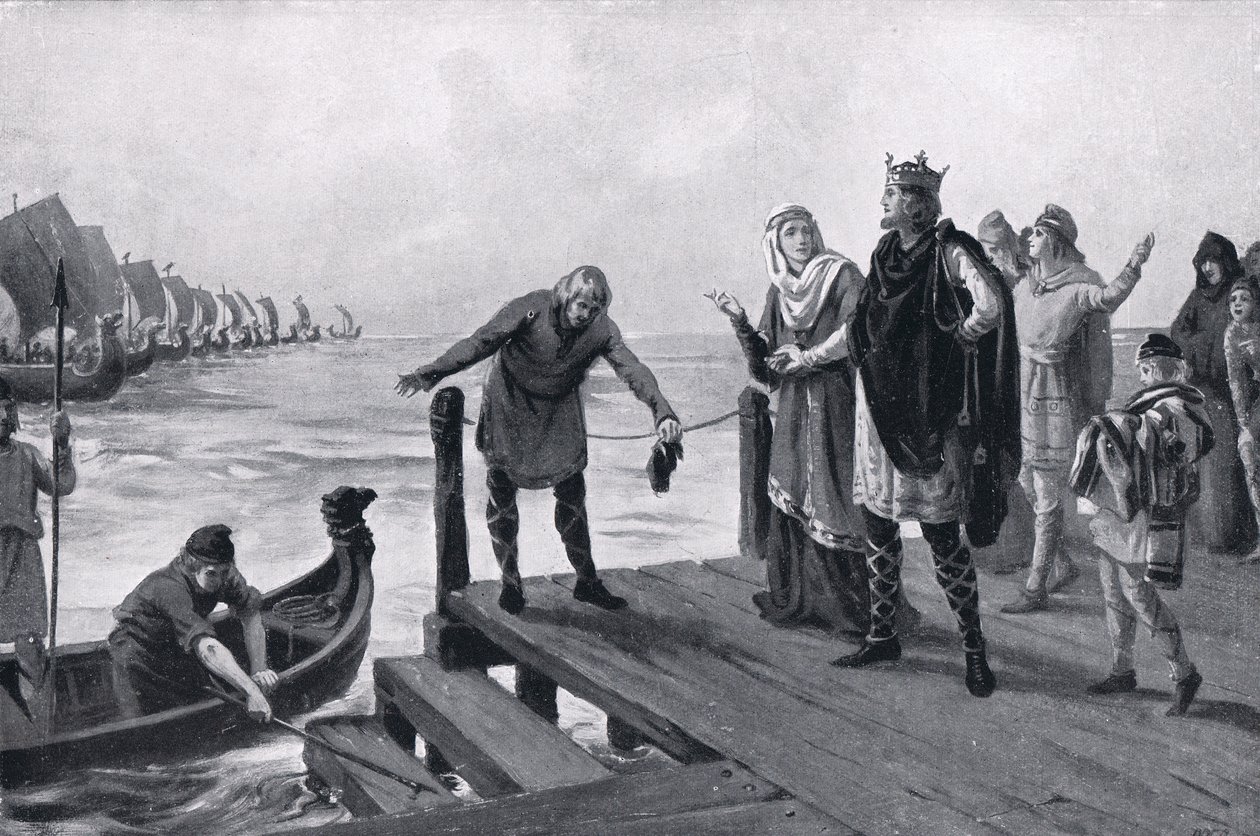 Edgar den Fredelige holder flådegennemgang AD973 af Margaret Dovaston