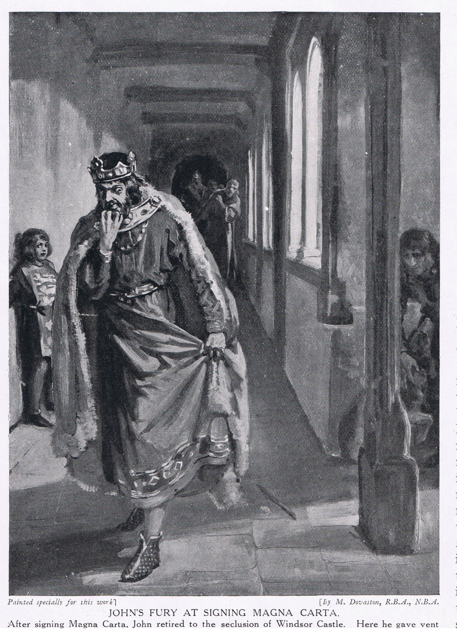Johns raseri ved underskrivelsen af Magna Carta AD1215 af Margaret Dovaston