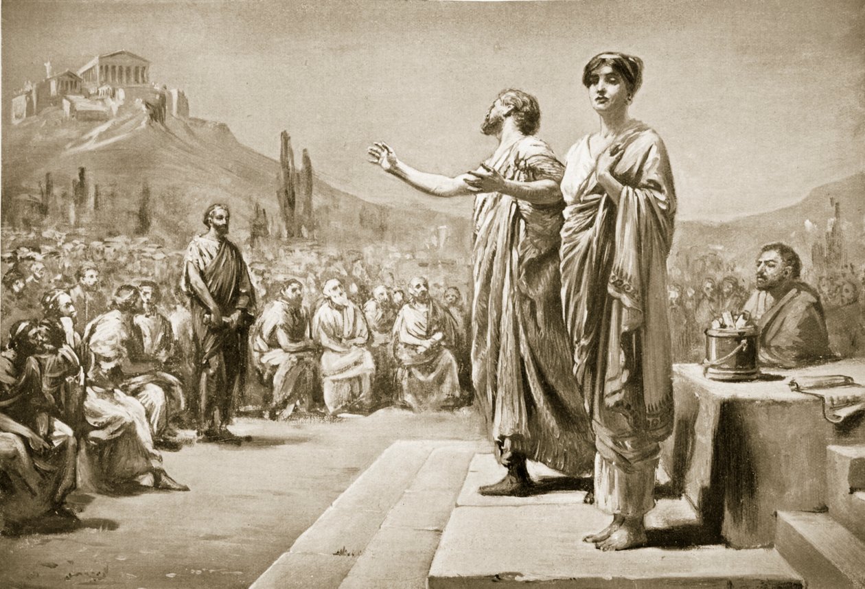Perikles beder for Aspasia, illustration fra 