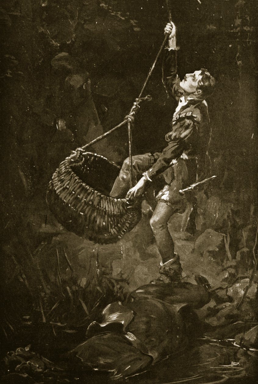 Jarlen af Kildare flygter fra et hul, ca. 1548, illustration fra 