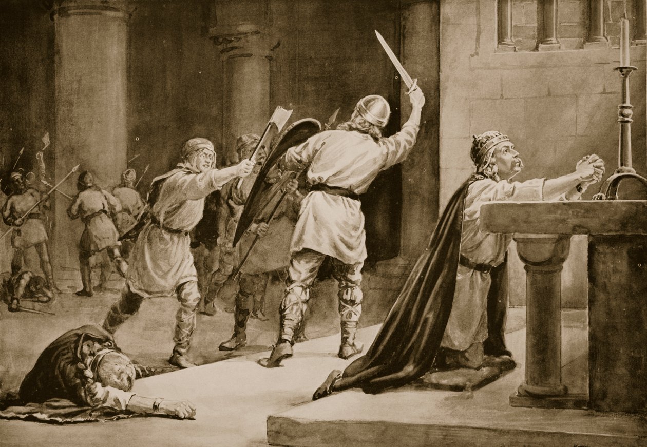 Mordet på Knut den Hellige i 1086 (litografi) af Margaret Dovaston