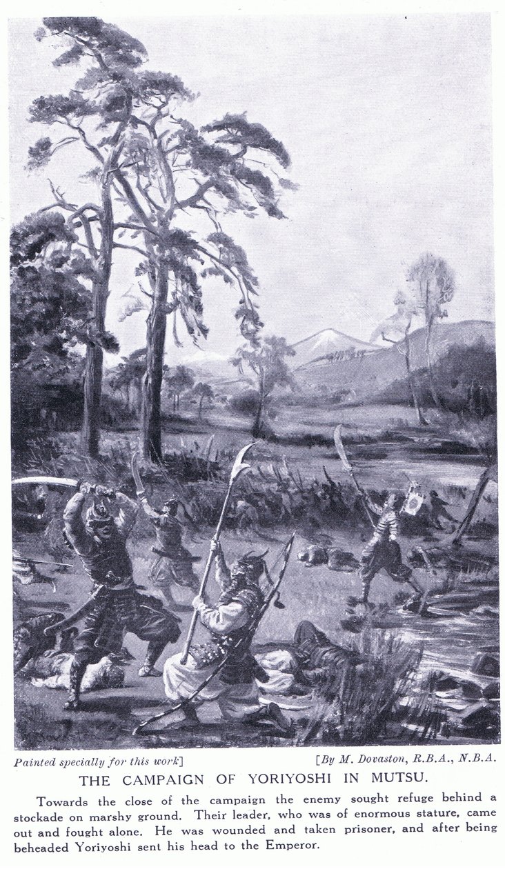 Yoriyoshis kampagne i Mutsu (litografi) af Margaret Dovaston