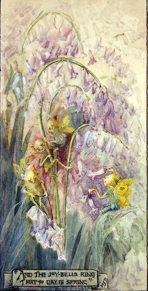 Joy Bells Ring (akvarel om bord) af Margaret E. Bayliss