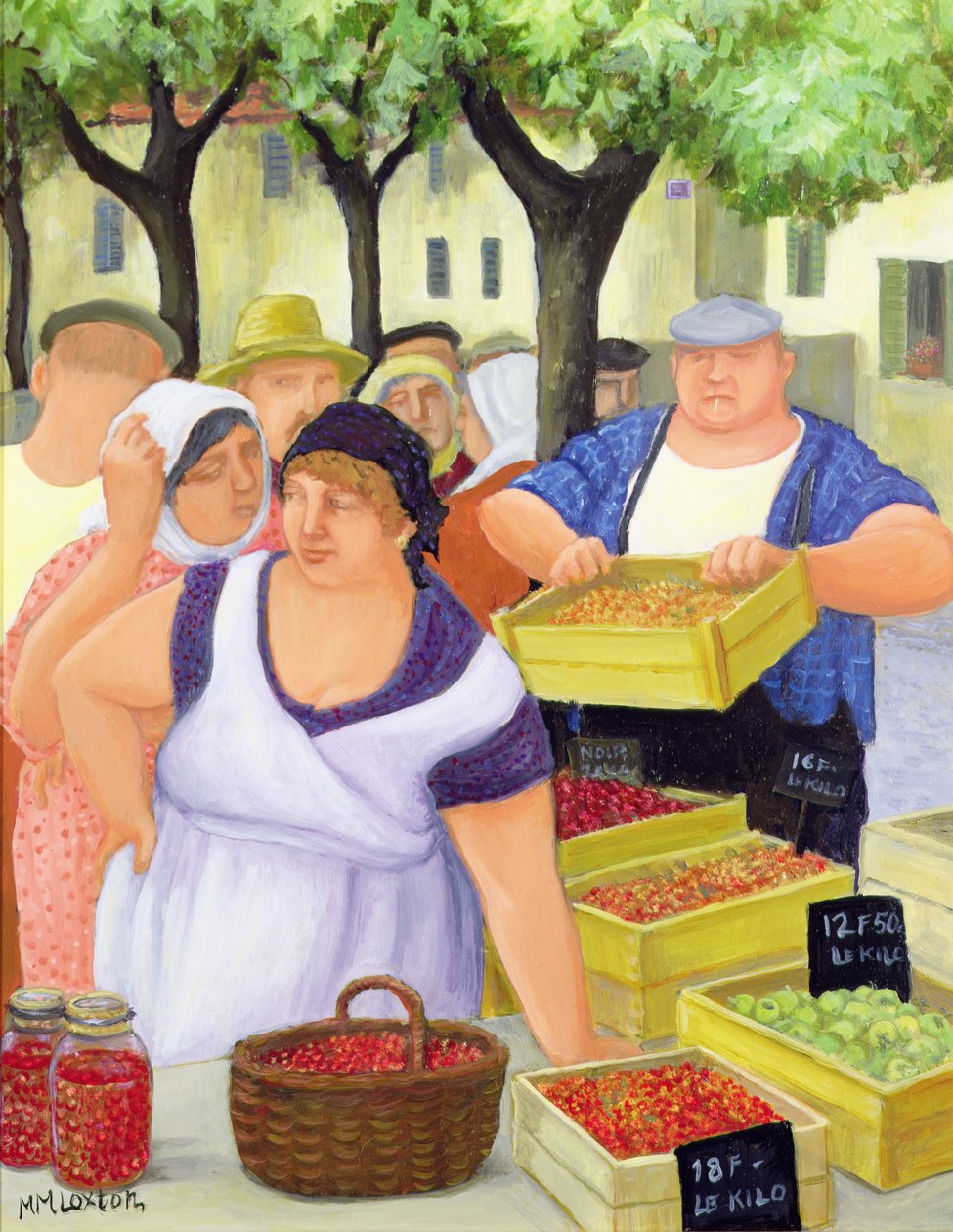 Markedsplads (olie på lærred) af Margaret Loxton