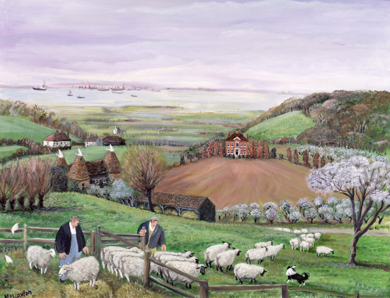 Thames View (olie på lærred) af Margaret Loxton