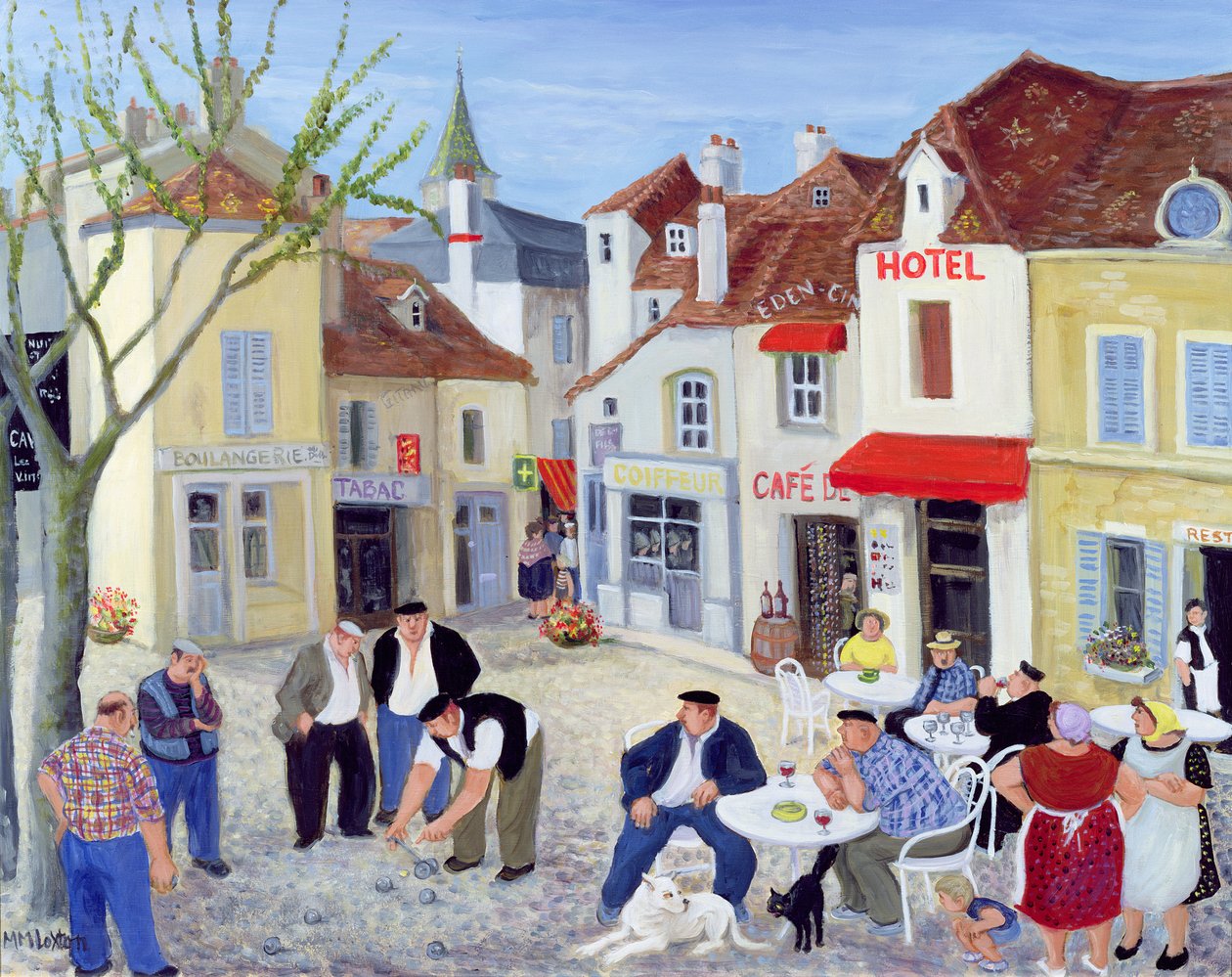 Spillet, Bourgogne (olie på lærred) af Margaret Loxton