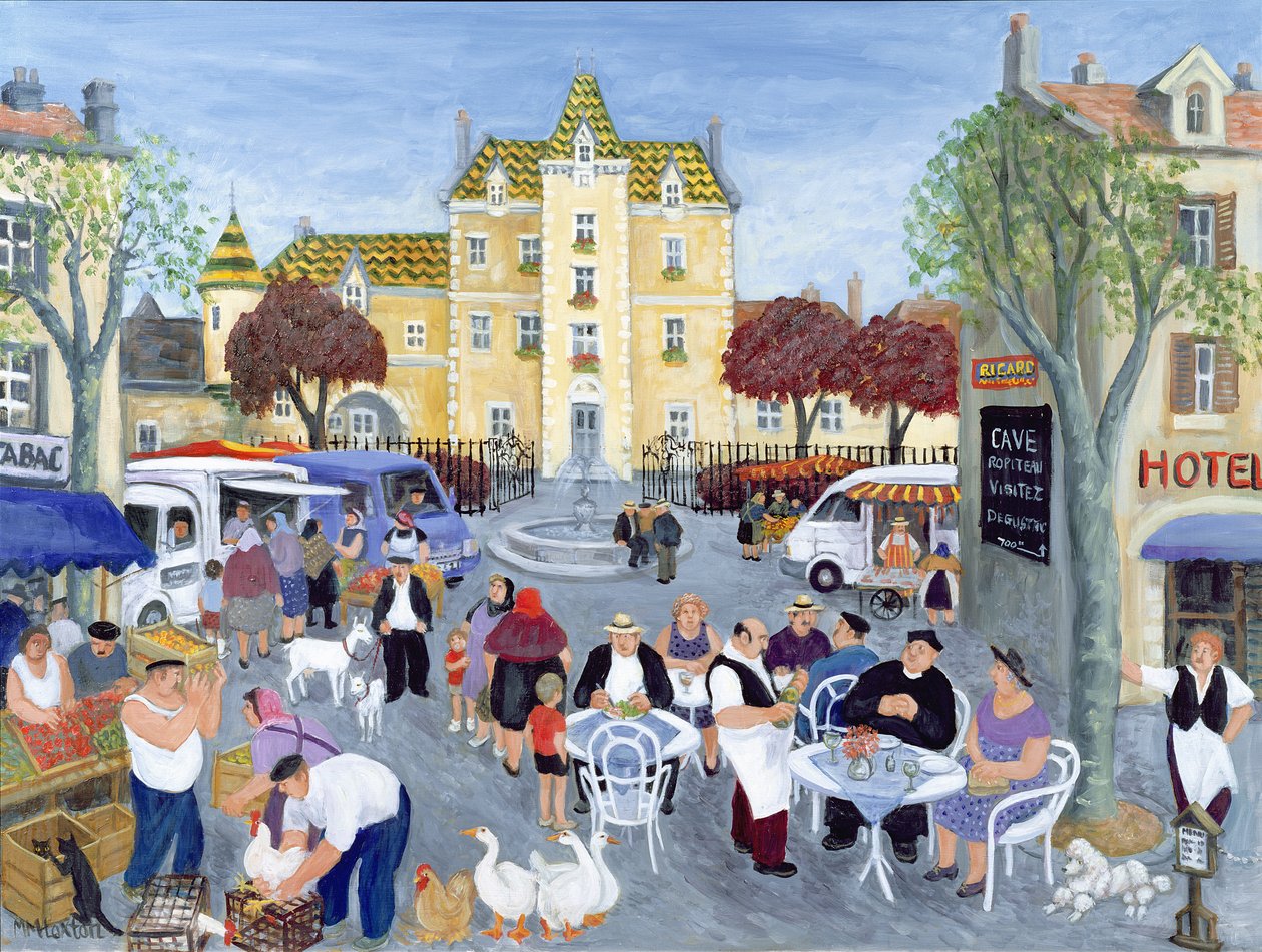 Bytorv i Bourgogne (olie på lærred) af Margaret Loxton