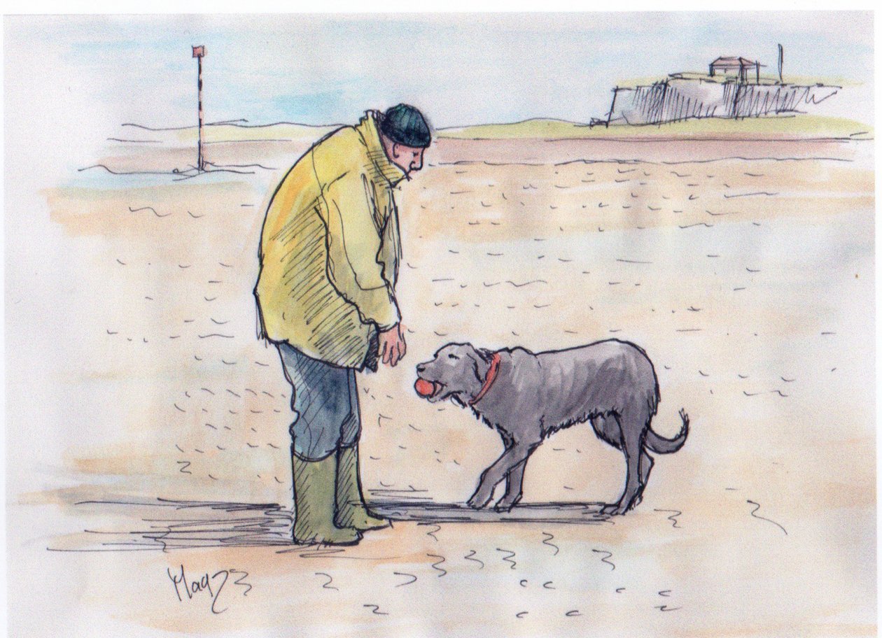 Gåtur med hunden - 08 (pen og akvarel) af Margaret Loxton