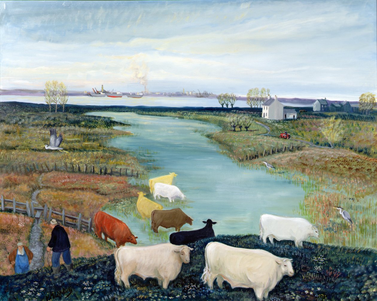 Windmill Creek (olie på lærred) af Margaret Loxton
