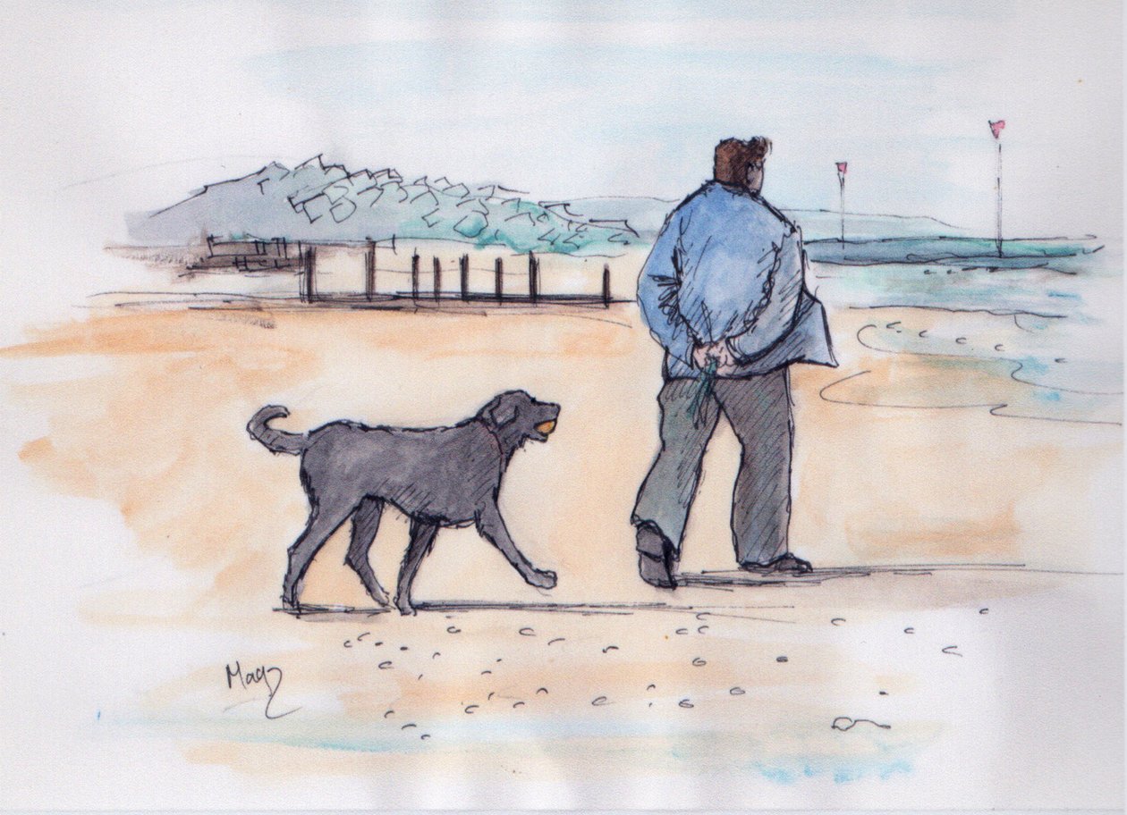 Gåtur med hunden - 07 (pen og akvarel) af Margaret Loxton