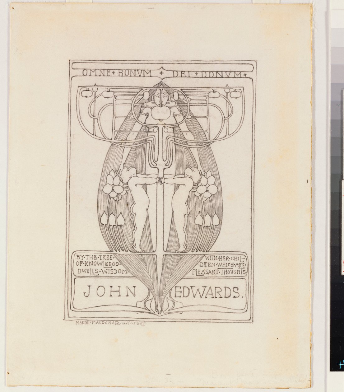 Design til en bogplade af Margaret MacDonald Mackintosh