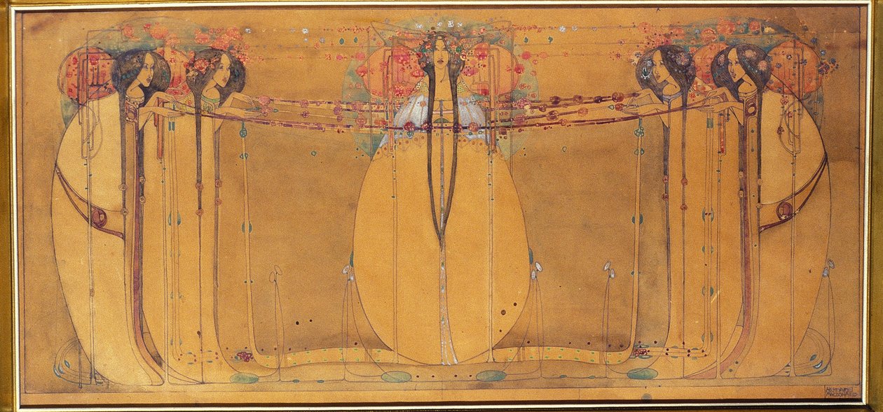 May Queen, tegneserie til panel til Ingram Street Tearooms, ca. 1900 (akvarel på papir) af Margaret Macdonald