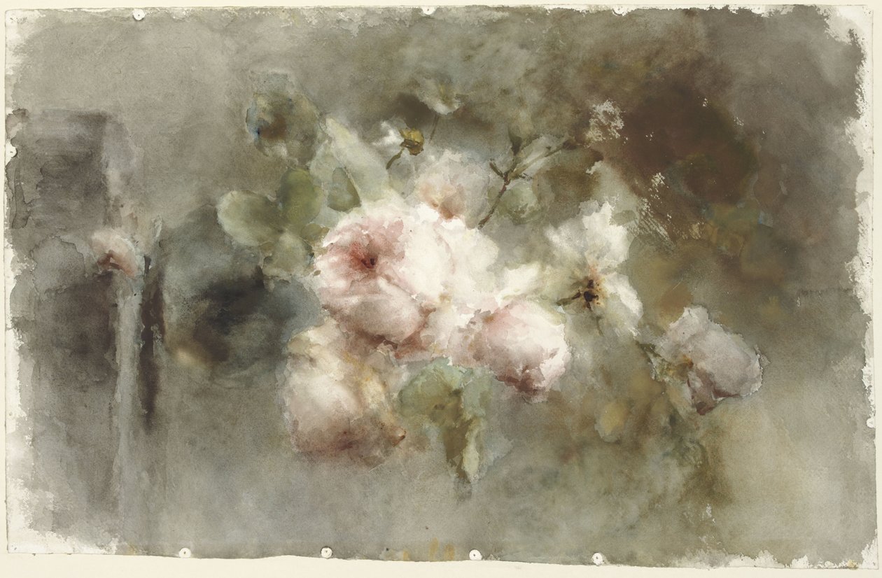 En vase med roser af Margaretha Roosenboom