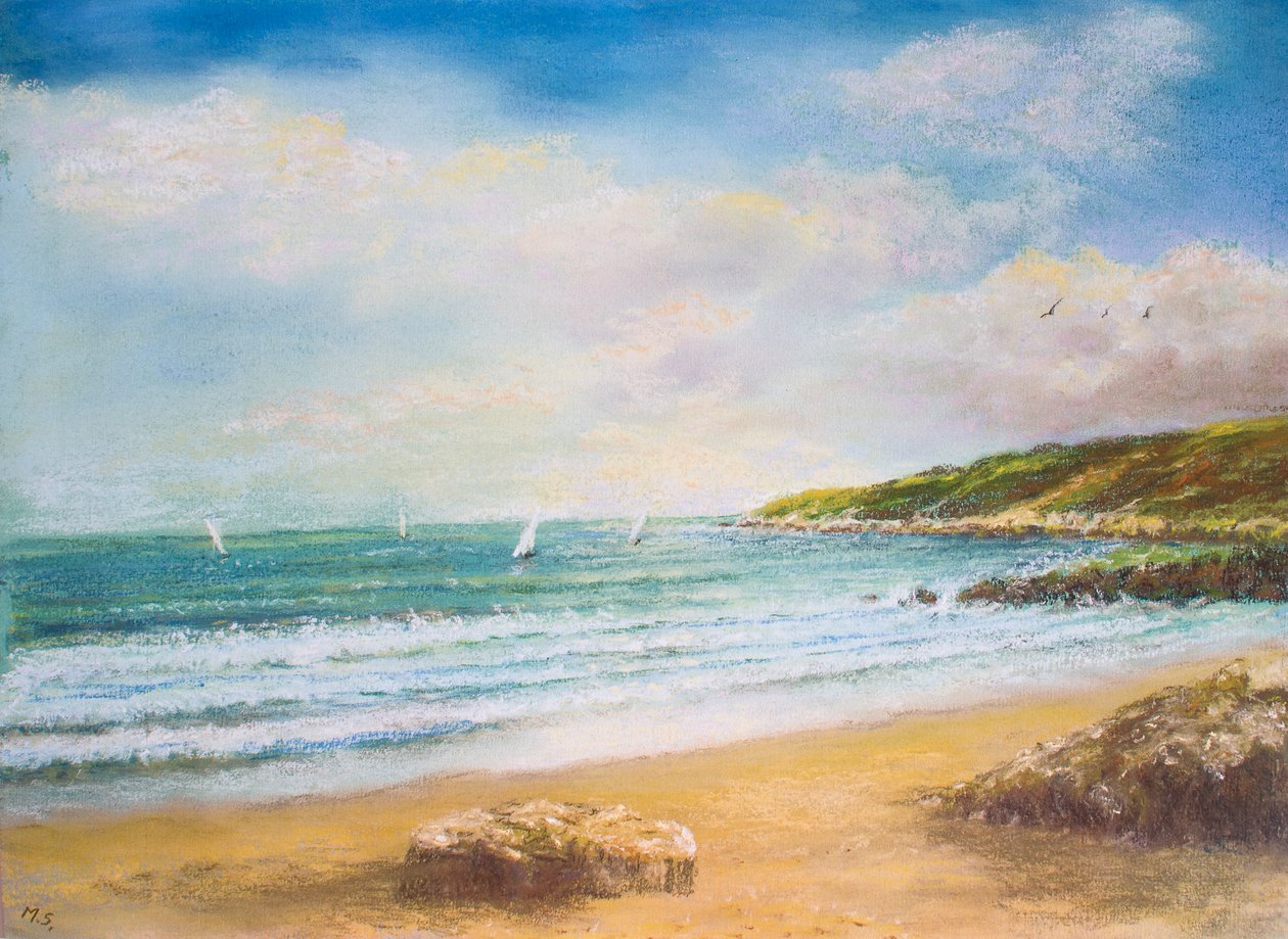 Devon Seascape, 2000 (pastel) af Margo Starkey