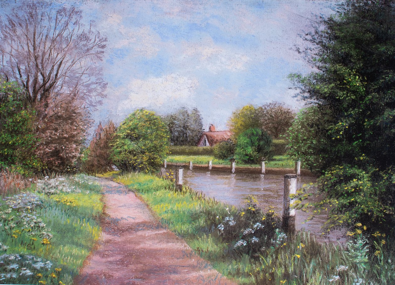 Eton Lock, Themsen, 2001 (pastel) af Margo Starkey