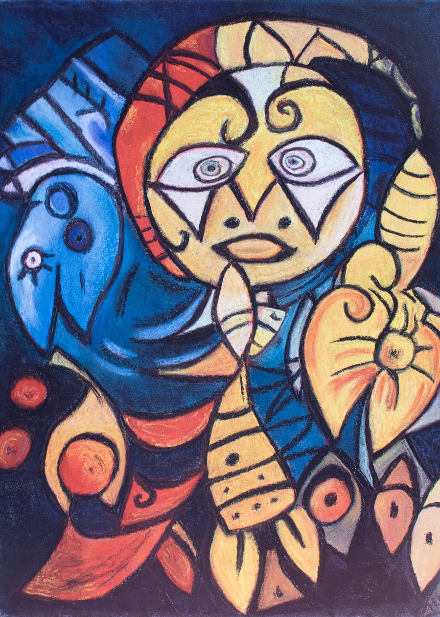 Stirrende øjne, 2017 (pastel) af Margo Starkey