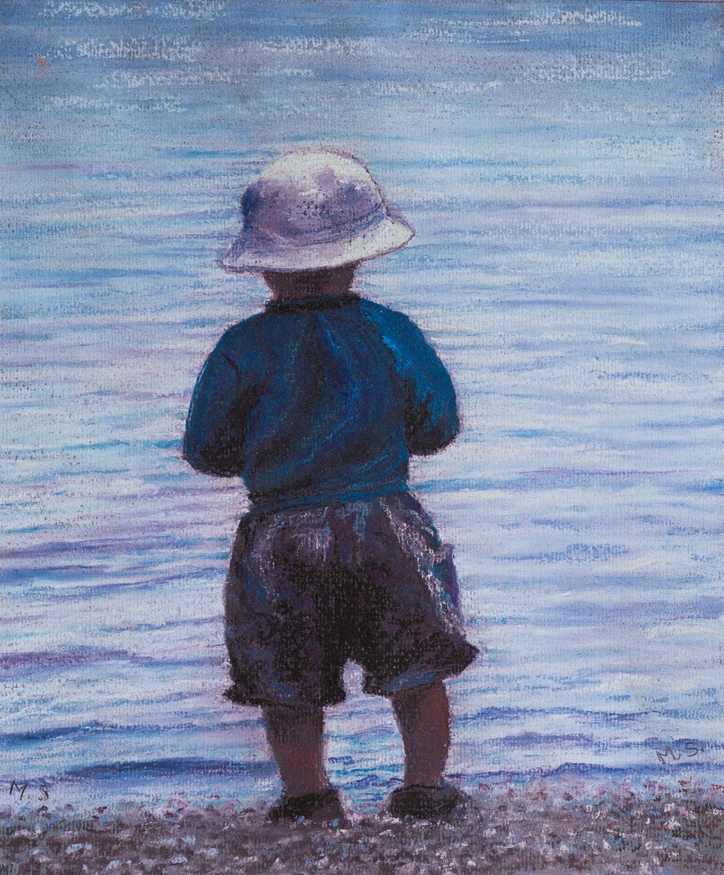 Overvejer en svømmetur, 2019 (pastel) af Margo Starkey