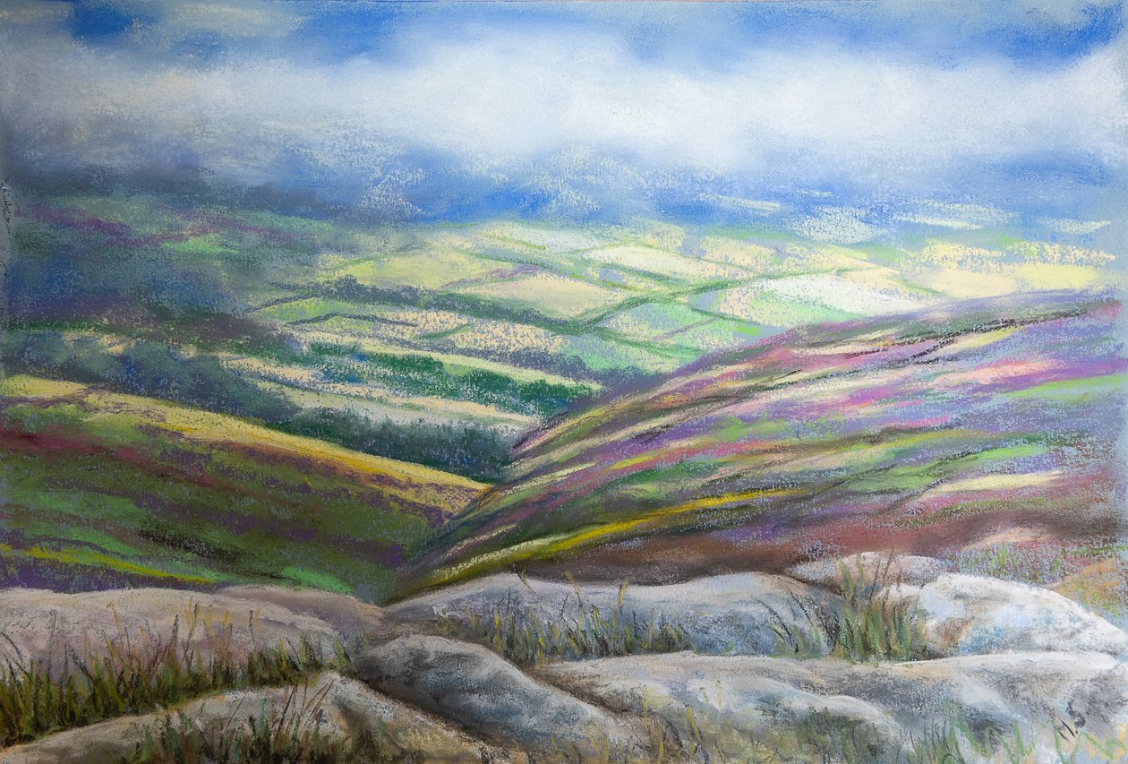 Misty Lake District, 2022 (pastel) af Margo Starkey