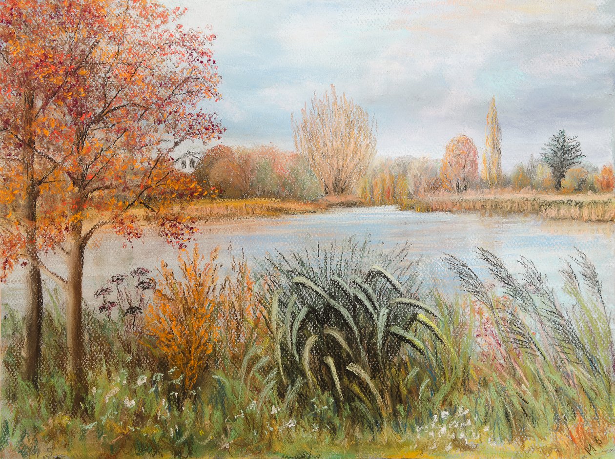 Themsen nær Windsor, 2022 (pastel) af Margo Starkey