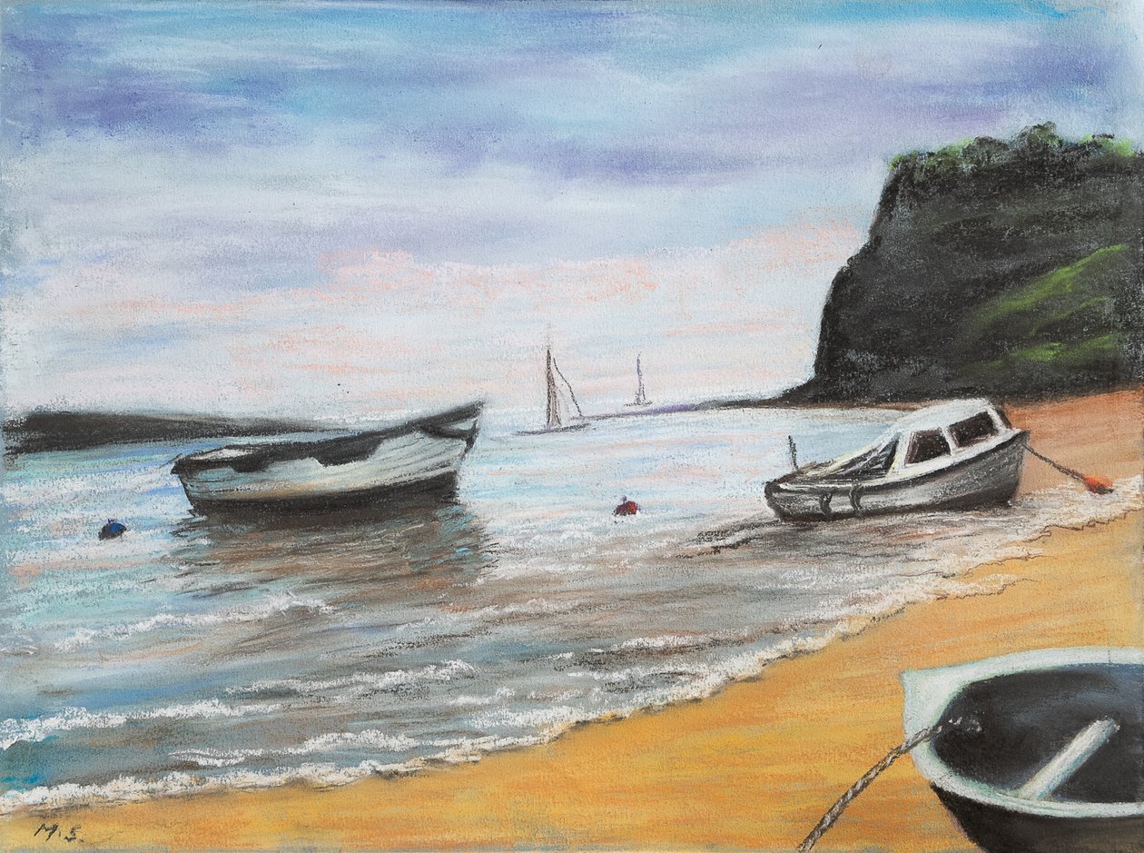 Shaldon Beach South Devon, 2022 (pastel) af Margo Starkey