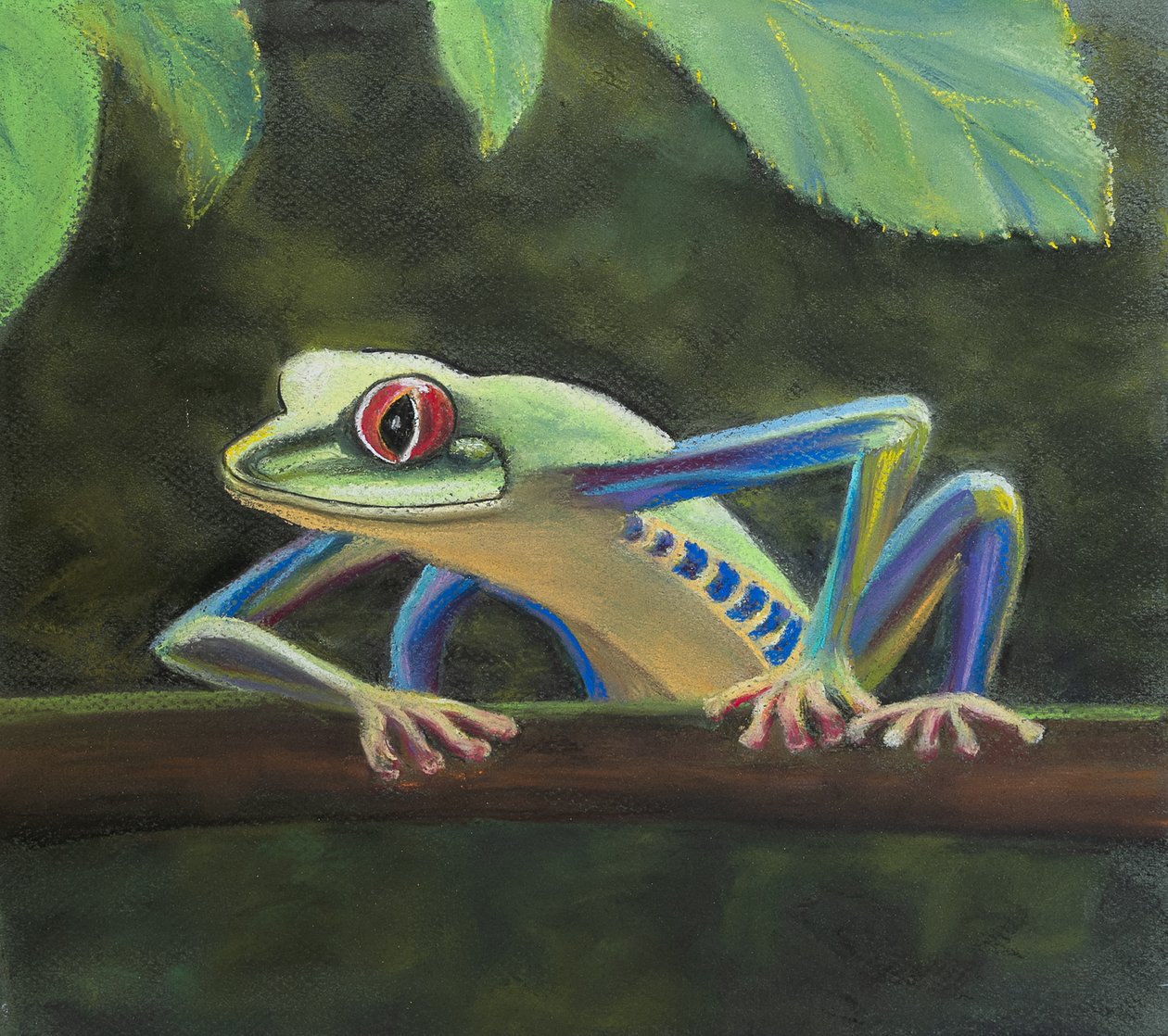 Løvfrø, 2020 (pastel) af Margo Starkey