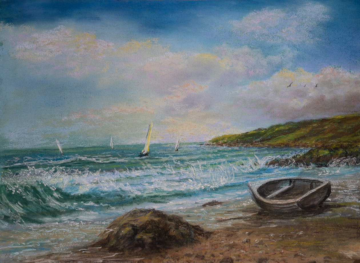 Udsigt fra Lands End Cornwall (pastel) af Margo Starkey